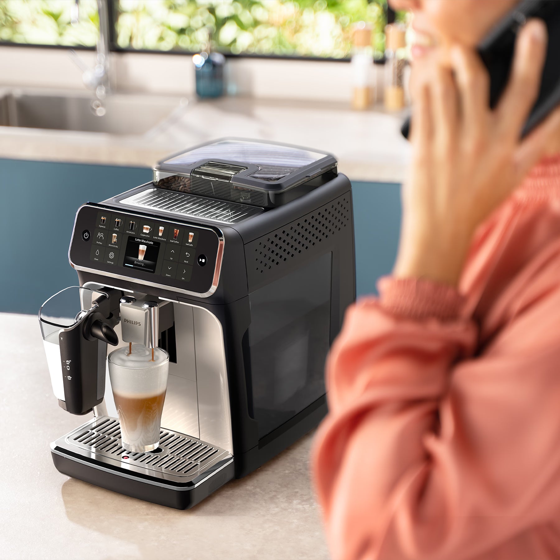 PHILIPS EP5447/90 Serie 5400 LatteGo 11 Kaffeespezialitäten Kaffeevollautomat Schwarz/Chrom